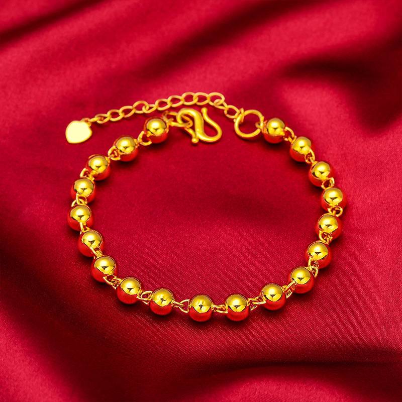 14k Golden Beads Bracelet - Stainless Steel