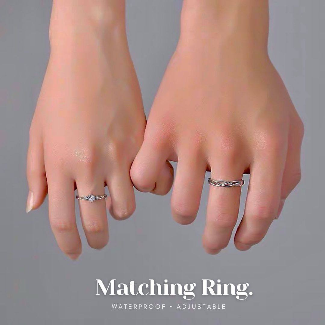 Original Simple Design Meet The Love 925 Sterling Silver Lovers Couple  Opening Rings